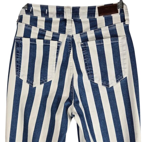 Hollister Jeans Womens 0R Blue White Striped Ultra High-Rise Mom Stretch W24 L27 - Picture 9 of 11